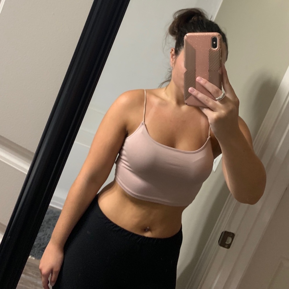 Khaki Spaghetti Strap Cami Crop Top - Picture 6 of 7